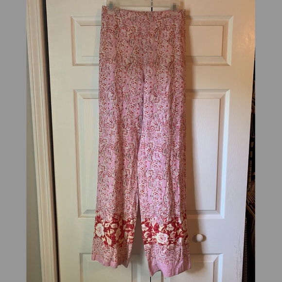 Zara Linen Blend Printed Wide Leg Pants Size Small / Medium - Picture 8 of 13